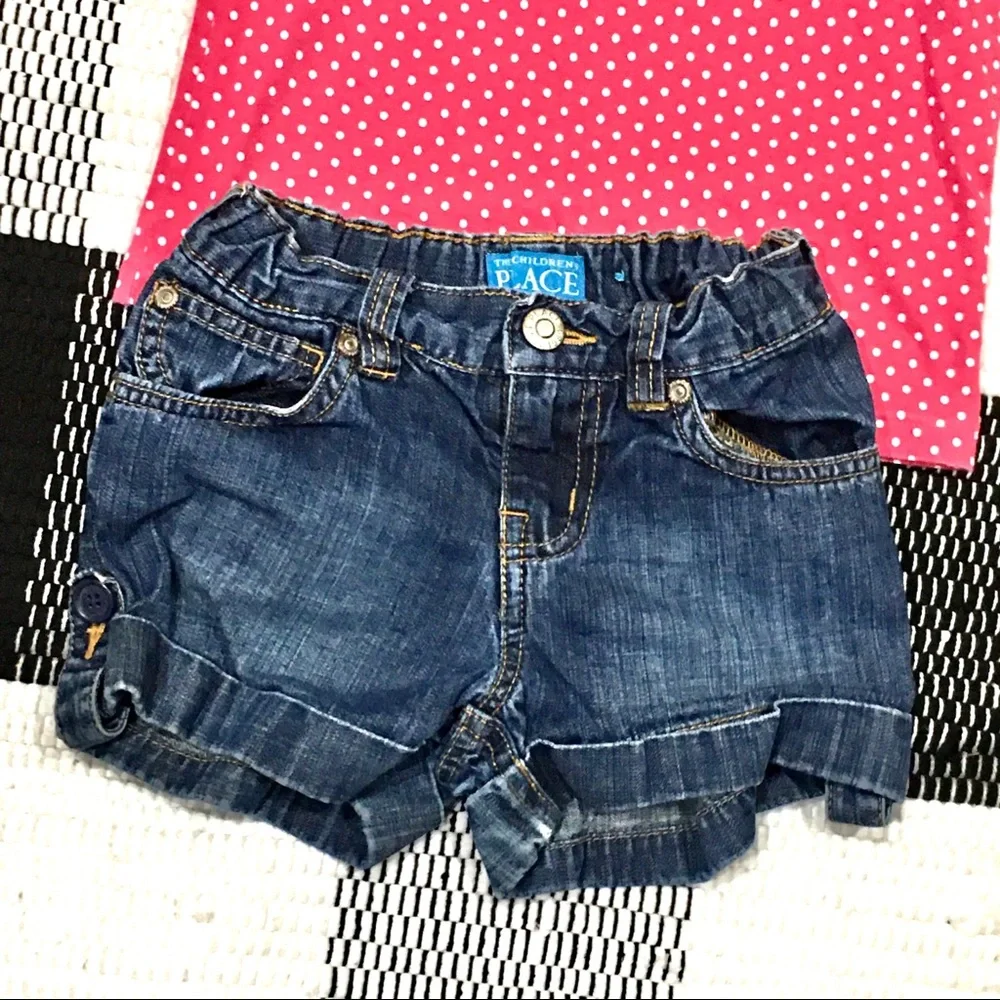 Pink polka dot shirt tee and denim shorts set outfit - girl school - 6 -… - Picture 3 of 5